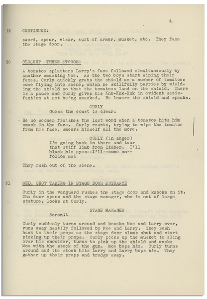 Moe Howard's 26pp. Script Dated November 1945 for The 1946 Three Stooges Film ''Rhythm and Weep'', With Working Title ''Acting Up'' -- With Annotations in Moe's Hand -- Very Good Plus Condition